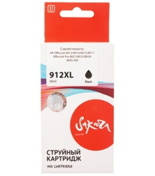 Картридж струйный Sakura 3YL84AE (№912XL Black) для HP, черный, 30 мл., 825 к.