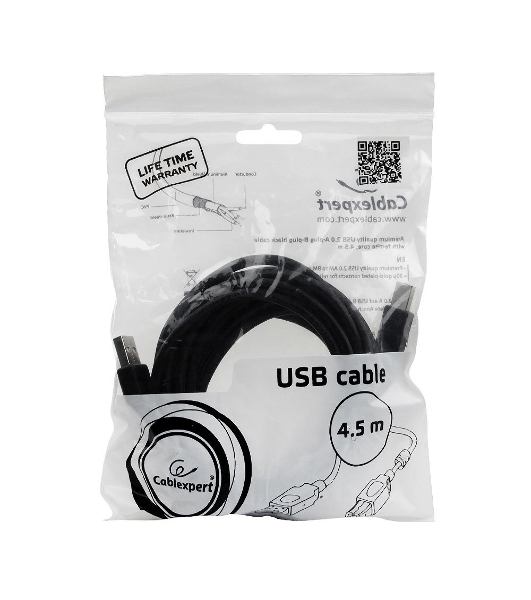 Кабель Gembird USB 2.0 PRO для соед. 4.5м AM/BM позол.конт., фер.кол., пакет