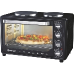 Мини-печь Sakura SA-7001HBK 35л, 3200Вт, духовка 1600Вт, конфорки 185мм+155мм (1000Вт+600Вт), механ.управление, 3 режима работы духовки (верх, низ, верх+низ), раздельная регулировка температуры духовки и конфорок, комплектация - металлическая решетка, противень и ухват. чёрны, фото2