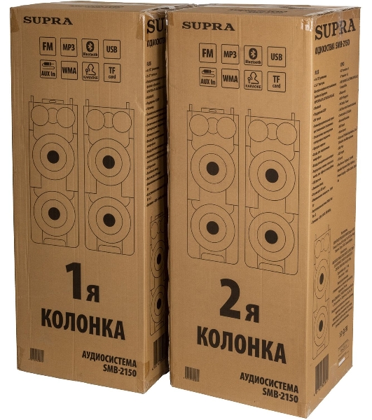 Минисистема SUPRA SMB-2150 черный 1200Вт FM USB BT SD (в комплекте: активн.+пассив.колонки)