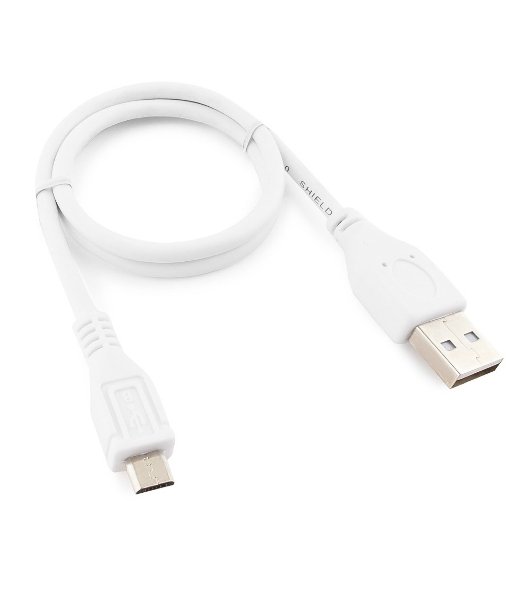 Кабель Gembird/Cablexpert AM/microBM 5P, 0.5м, экран, белый, пакет