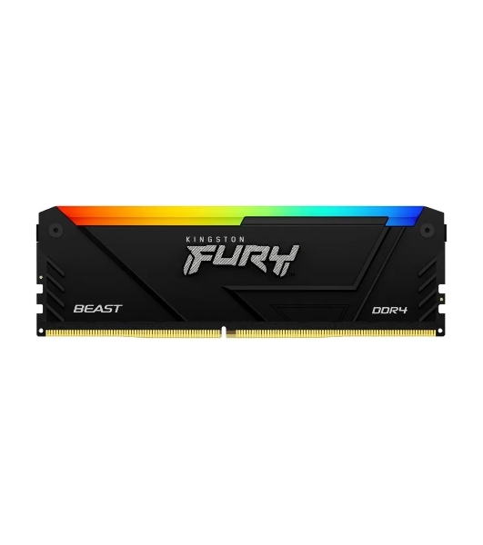 Оперативная память Kingston Fury Beast, DDR4, 16GB (1x16GB), 3200MHz, CL16, DIMM, с радиатором, RGB, черный