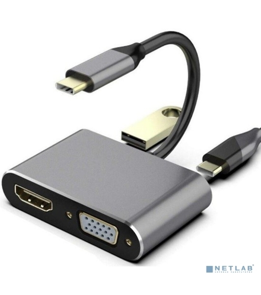 USB-концентратор Telecom TUC055, USB Type-C, HDMI/USB/PD/VGA, USB