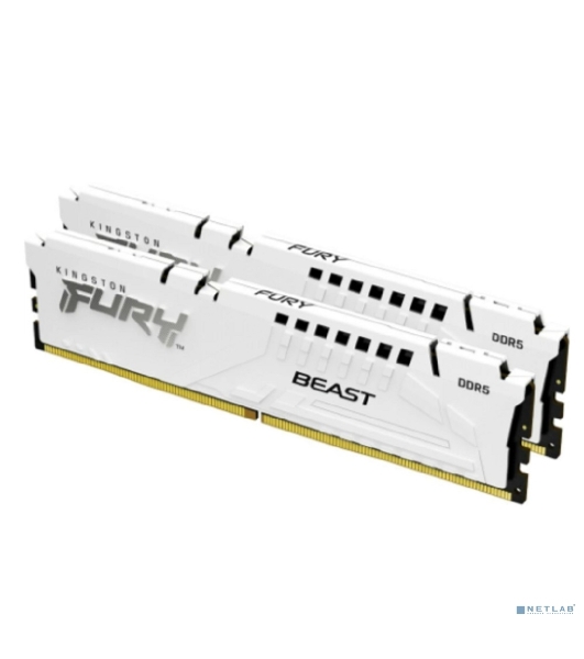 Оперативная память Kingston Fury Beast, DDR5, 64Gb (2x32 GB), 5600 MHz, CL36, DIMM, радиатор, белый