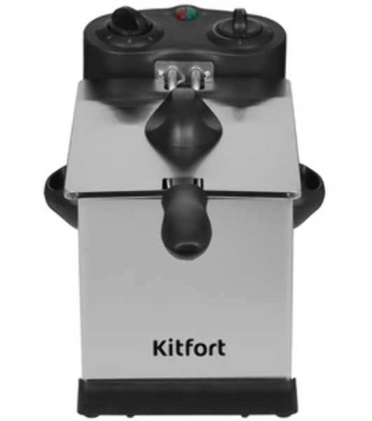 Фритюрница Kitfort KT-4052 серебристый/чёрный, 2000 Вт, 3 л, 0.5 кг, съёмная чаша