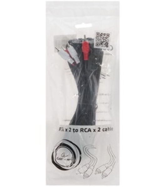 Кабель аудио Cablexpert CCA-2R2R-1.8M-N, 2xRCA/2xRCA, 1.8м, черный, пакет