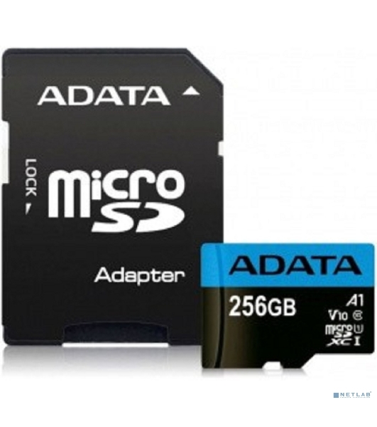 Флеш карта microSD 256Gb ADATA microSDHC Class 10 UHS-I A1 100/25 MB/s (SD адаптер)