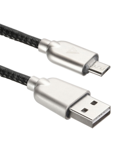 Кабель USB ACD-Allure MicroUSB - USB-A Кожа, 1м, черный
