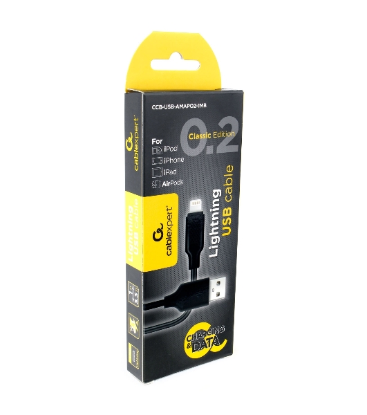 Кабель Cablexpert для Apple CCB-USB-AMAPO2-1MB, AM/Lightning, издание Classic 0.2, 1м, черный, блистер