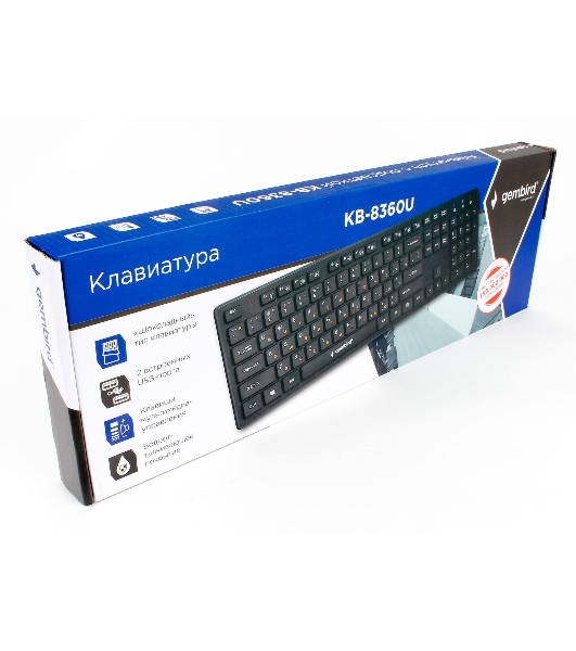 Клавиатура проводная Gembird KB-8360U, USB, черный
