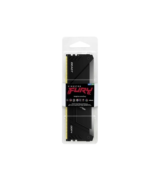 Оперативная память Kingston Fury Beast, DDR4, 16GB (1x16GB), 3200MHz, CL16, DIMM, с радиатором, RGB, черный