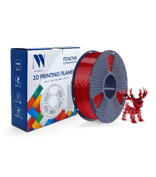 Филамент NVPrint PLA+ Trasparent Red для 3D печати диаметр 1.75мм длина 330 метров масса 1 кг