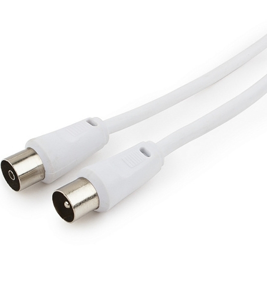 Кабель телевизионный Cablexpert, CCV-515-W-5M, Coaxial M/F, белый, 5м