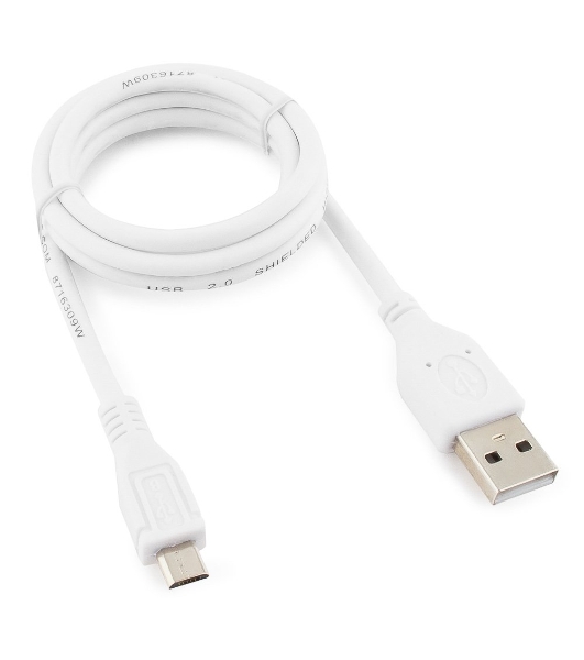 Кабель USB2.0 Pro Cablexpert CCP-mUSB2-AMBM-W-1M, AM/microBM 5P, 1м, экран, белый, пакет