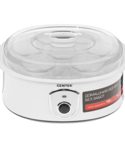 Йогуртница Centek CT-1442 15 Вт, 200 мл, емкостей - 7 шт, материал баночек - стекло, белый