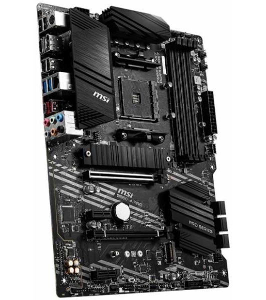 Материнская плата MSI B550-A PRO, AM4, AMD B550, 4xDDR4, 6xSATA, 2xM.2, 1xPCI-E 4.0 x16, 1xPCI-E 3.0 x16, 2xPCI-E x1, 1xHDMI, 1xDP, 1x 1Gb LAN, 4xUSB-A 2.0, 2xUSB-A 3.2 Gen 1, 1xUSB-A 3.2 Gen 2, 1xUSB-C 3.2 Gen 2, 6x3.5 мм, 7.1, ATX