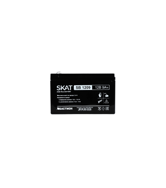 Батарея для ИБП свинцово-кислотная SKAT SB 1209 тип AGM 12V 9А·ч I зар. 2,7 А (ножевые клеммы, гарантия - 18 месяцев) (2540)