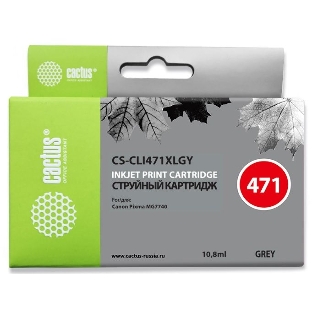 Картридж струйный Cactus CS-CLI471XLGY серый (10,8 мл) для Canon Pixma MG7740, TS8040, TS9040