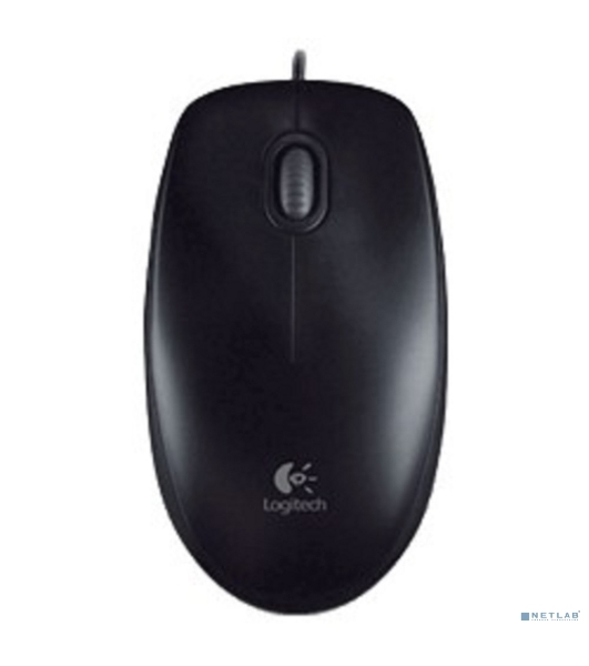 Мышь проводная Logitech B100 черный, 1000 dpi, USB, кнопки - 3