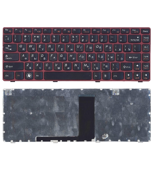 Клавиатура для ноутбука Lenovo V380 черная с красной рамкой