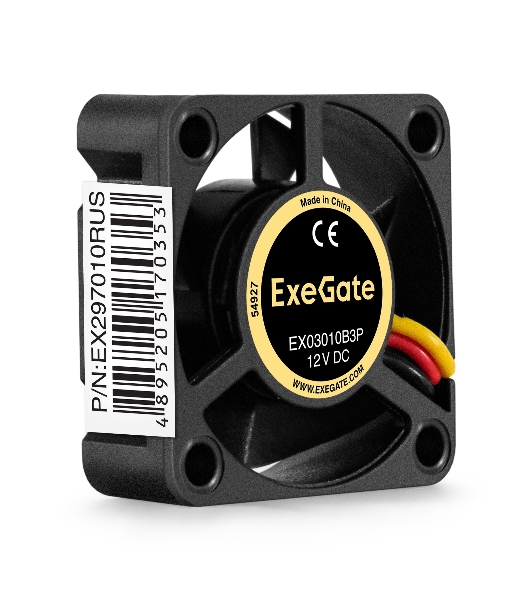 Вентилятор для корпуса ExeGate EX03010B3P черный, 30 мм, 10500 об/мин, 29 дБ, 3 pin