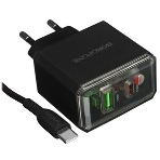 Сетевое зарядное устройство BOROFONE (6941991110689) BAS32A 1USB+1Type-C 3.0A QC3.0 PD 30W, черный, фото3