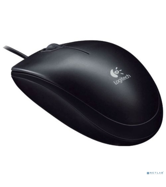 Мышь проводная Logitech B100 черный, 1000 dpi, USB, кнопки - 3