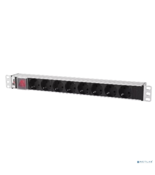Блок розеток Rem-10 без шнура с выкл., 8 Sсhuko, вход IEC 60320 C14, 10A, алюм., 19'