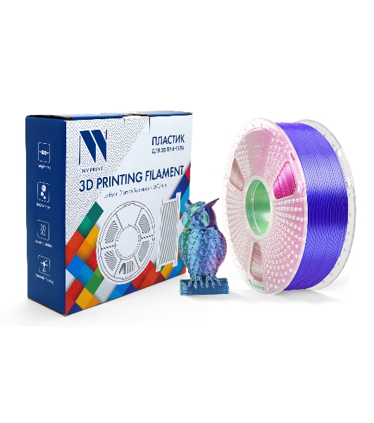 Филамент NVPrint Silk PLA+ Blue/Green/Purple для 3D печати диаметр 1.75мм длина 330 метров масса 1 кг