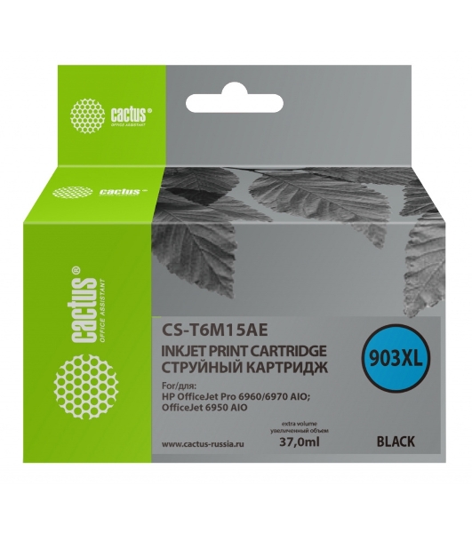 Картридж струйный Cactus CS-T6M15AE №903XL черный (37 мл) для HP OJP 6950/6960/6970
