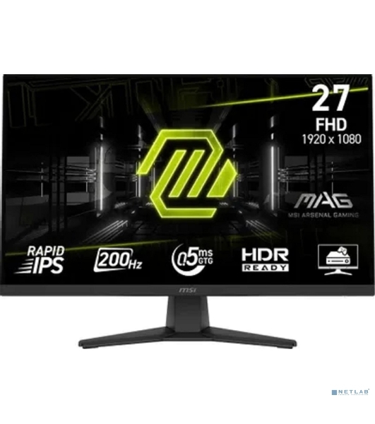 Монитор 27' MSI MAG 272F IPS 1920x1080, 200 Гц, 0.5 мс, 16:9, 1000:1, 250 кд/м², HDMI 2.0, DP 1.4, 3.5 мм, Adaptive-Sync, черный