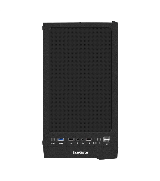 Компьютерный корпус Miditower ExeGate EVO-9211-500NPX (ATX, БП 500NPX с вент. 12см, с окном, 2хUSB+1хUSB3.0, HD аудио, черный, 1 вент. с RGb подсветкой)