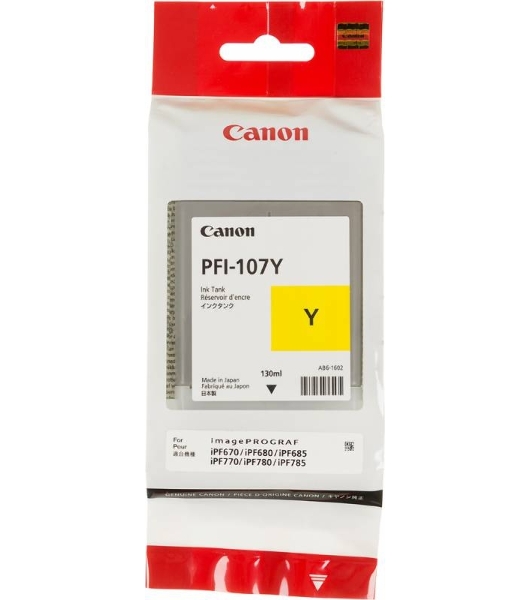 Картридж струйный Canon PFI-107Y (6708B001) желтый (130 мл) для Canon iP F680/685/780/785