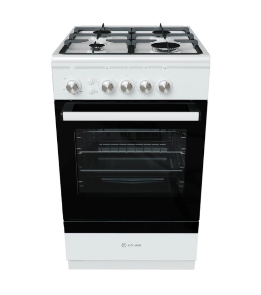Плита газовая De Luxe 506040.24Г ЧР-001 черный, конфорок 4 шт, духовка 54 л, 50 см x 85 см x 60 см