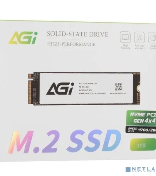 Накопитель SSD AGI AGI1T0G43AI818, 1Tb, PCIe 4.0 x4, M.2 2280, NVMe, R/W 4700/2800