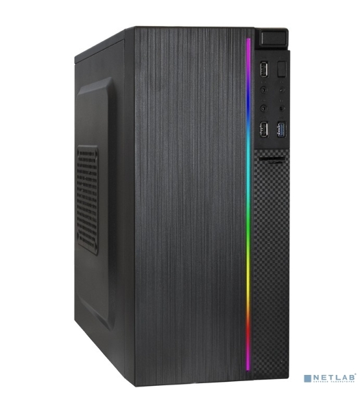 Компьютерный корпус Minitower ExeGate mEVO-9302-RGb-600W-12 (mATX, БП 600NPX с вент. 12см, 2хUSB+1хUSB 3.0, HD аудио, черный с RGb подсветкой)