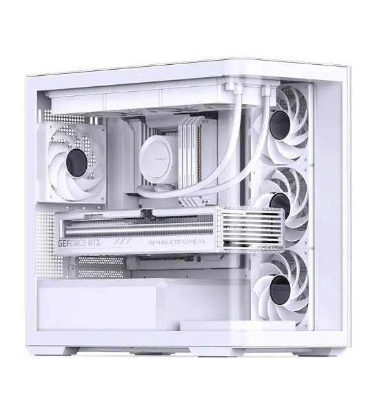 Корпус без блока питания JONSBO D300, Mini-Tower, TG, no fan, 2xUSB-A 3.2 + 1xUSB-C 3.2, mATX, mITX White