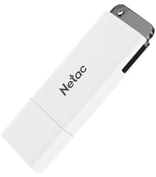 Флешка USB Netac U185 (NT03U185N-064G-20WH), 64Gb, USB 2.0, R/W 25/10, белый/серый