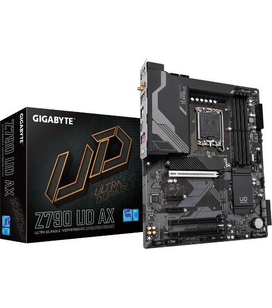 Материнская плата Gigabyte Z790 UD AX (V1.1/V1.2), LGA 1700, Intel Z790, 4xDDR5, 6xSATA, 3xM.2, 1xPCIe 5.0 x16, 1xPCIe 4.0 x4, 1xPCIe 3.0 x1, 1xHDMI, 1xDP, 1x 2.5Gb LAN, 4xUSB-A 2.0, 4xUSB-A 3.2 Gen 1, 1xUSB-A 3.2 Gen 2, 1xUSB-C 3.2 Gen 2x2, 7.1, ATX