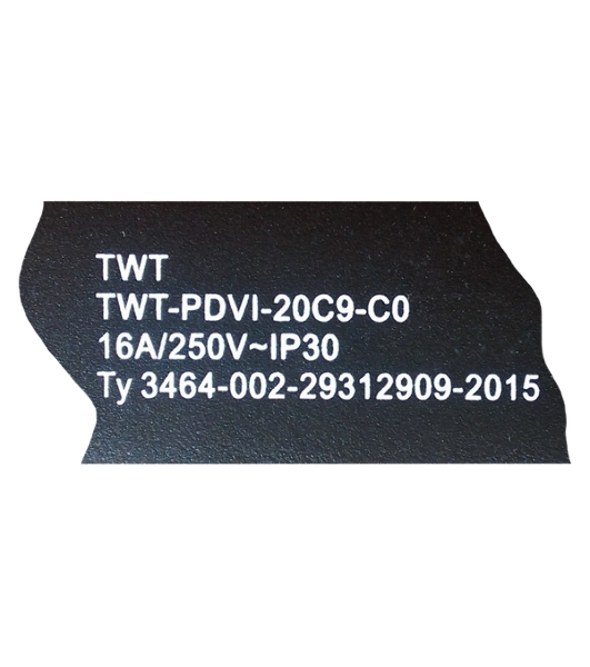 Вертикальный блок розеток, 20xC19, 250V, 16A, A/V-метр, шнур 3 метра, вилка C20