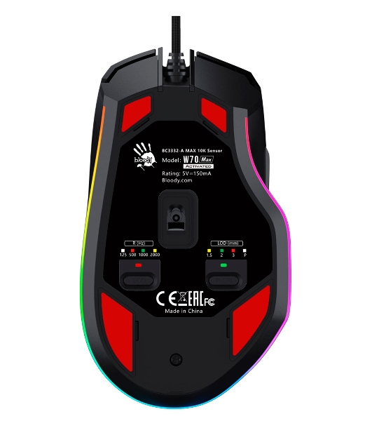 Мышь проводная A4Tech Bloody W70 Max черный, 10000 dpi, USB, кнопки - 9