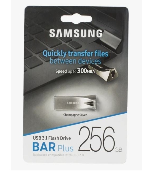 Флешка USB 256Gb USB USB 3.1 Samsung BAR Plus (up to 300Mb/s) (MUF-256BE3/APC)
