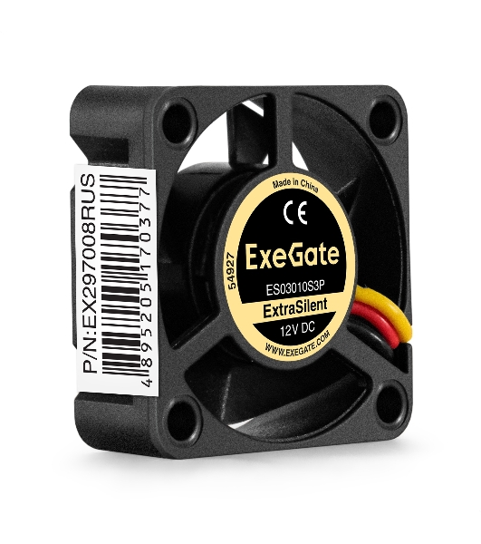 Вентилятор для корпуса ExeGate ExtraSilent ES03010S3P черный, 30 мм, 10000 об/мин, 27 дБ, 3 pin