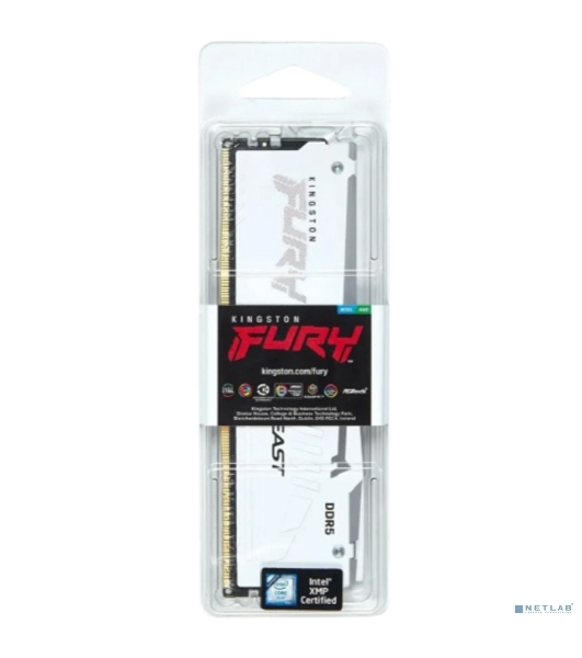 Оперативная память Kingston Fury Beast, DDR5, 16Gb (1x16 GB), 6000 MHz, CL30, радиатор, RGB, белый