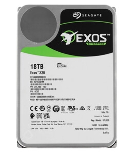 Жесткий диск Seagate 3.5'; 18TB Exos X20 ST18000NM003D SATA 6Gb/s, 7200rpm, 256MB