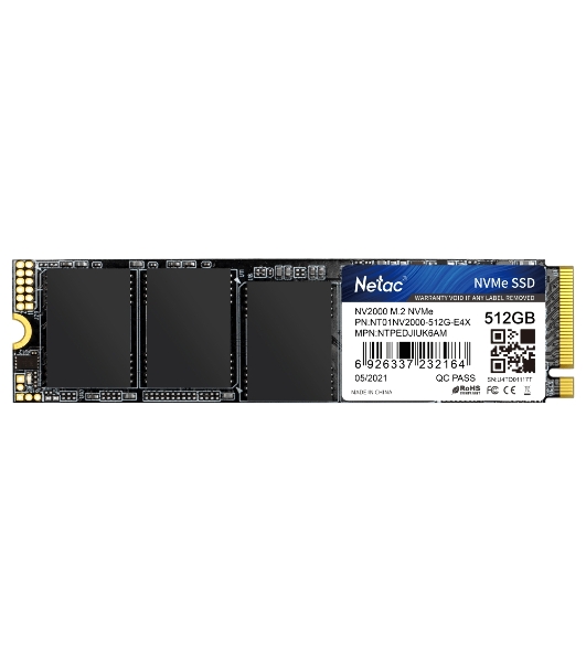 Накопитель SSD Netac NV2000, 512Gb, PCIe 3.0 x4, M.2 2280, NVMe, R/W 2500/1950