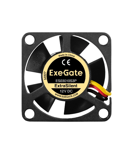Вентилятор для корпуса ExeGate ExtraSilent ES03010S3P черный, 30 мм, 10000 об/мин, 27 дБ, 3 pin