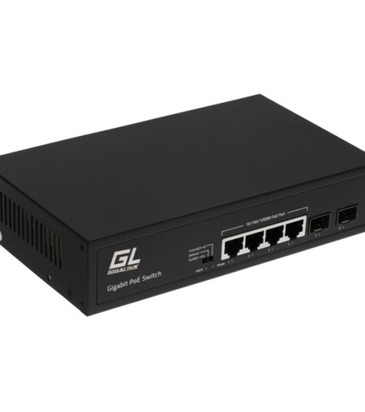 Коммутатор GIGALINK GL-SW-G005-04P(BT), 4×1 Гбит/с PoE + 2×1 Гбит/с SFP, неуправляемый