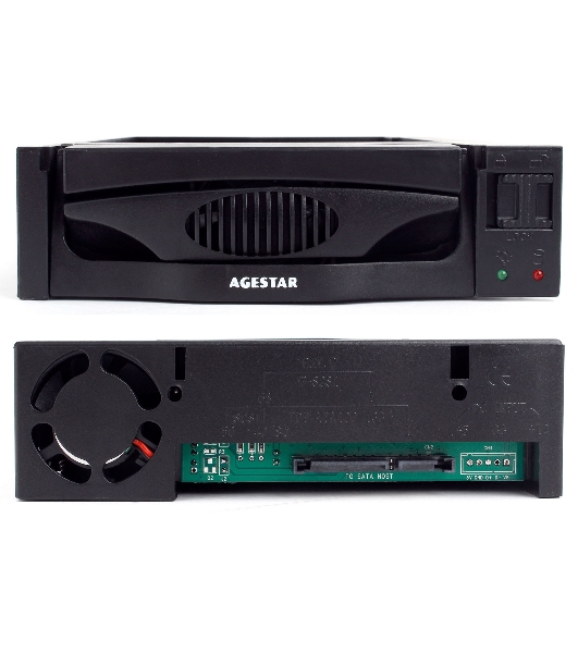 Сменный бокс для HDD AgeStar SR3P-SW-2F SATA пластик черный 3.5'