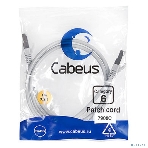 Шнур коммутационный Cabeus, cat.6, экр., F/UTP, RJ45/RJ45, LSZH, AWG24, 1м, серый, фото 1